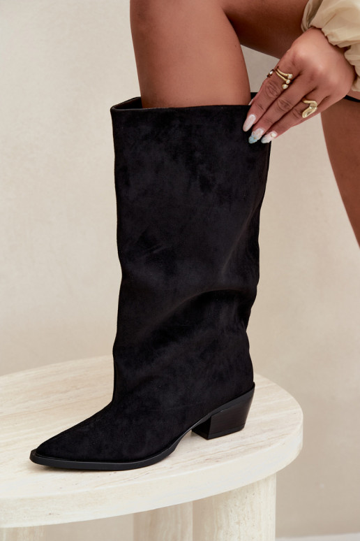 instaplaarzen met hakken van faux suede zwart Casella