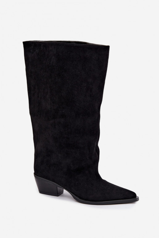 bottes montantes à enfiler avec talons en daim synthétique noir Casella
