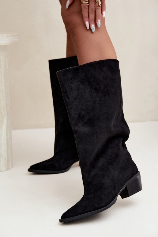 instaplaarzen met hakken van faux suede zwart Casella