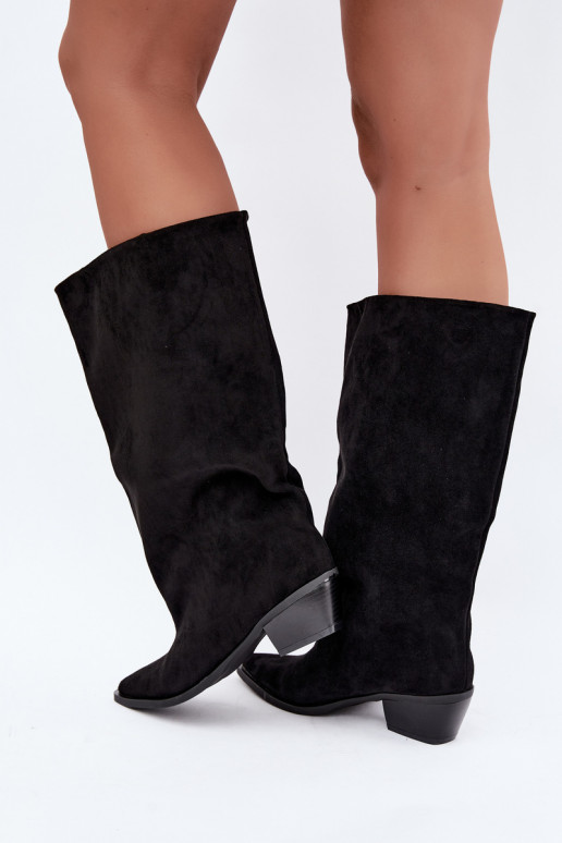 instaplaarzen met hakken van faux suede zwart Casella