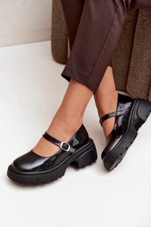 bottes vernies à talons épais noires Loxie