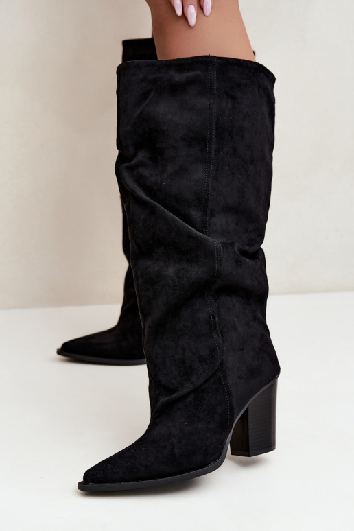 bottes montantes à enfiler avec talons noires Jensy