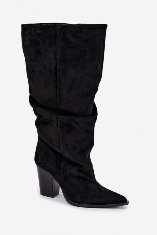 Schlupfstiefel mit Absatz schwarz Jensy