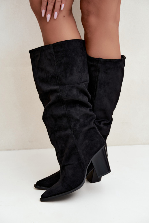 bottes montantes à enfiler avec talons noires Jensy