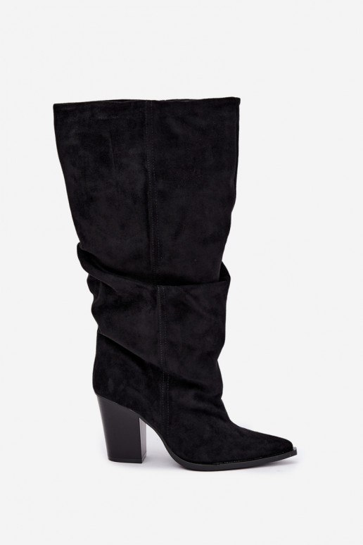 Schlupfstiefel mit Absatz schwarz Jensy