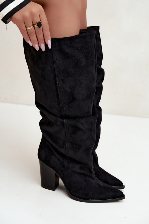 Schlupfstiefel mit Absatz schwarz Jensy