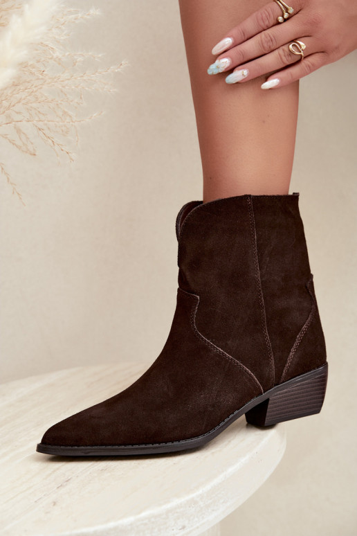 bottes de style cowboy avec talons en daim chocolat Norelle