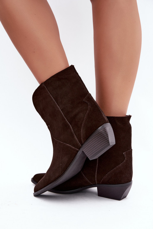 bottes de style cowboy avec talons en daim chocolat Norelle