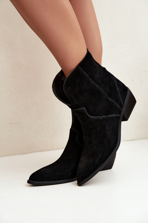 bottes de style cowboy avec talons en daim noir Norelle