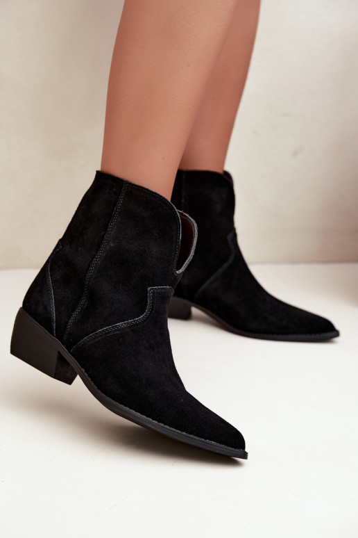 bottes de style cowboy avec talons en daim noir Norelle