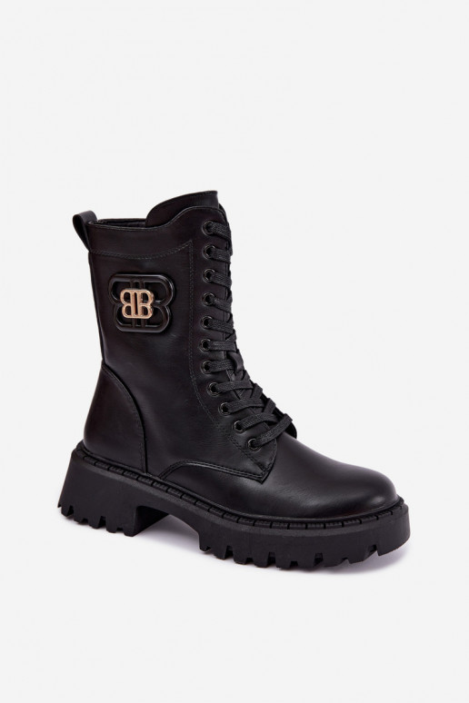bottines avec éléments décoratifs en simili cuir noir Kalindra