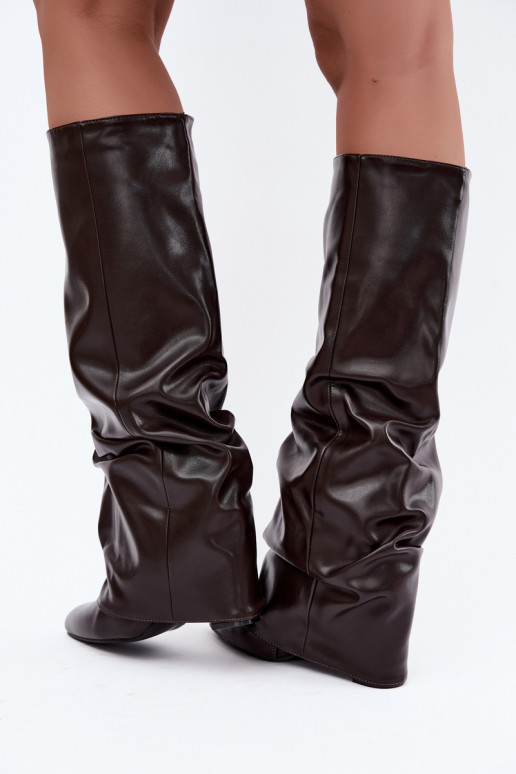 bottes hautes pour femmes avec talons en chocolat Elivira