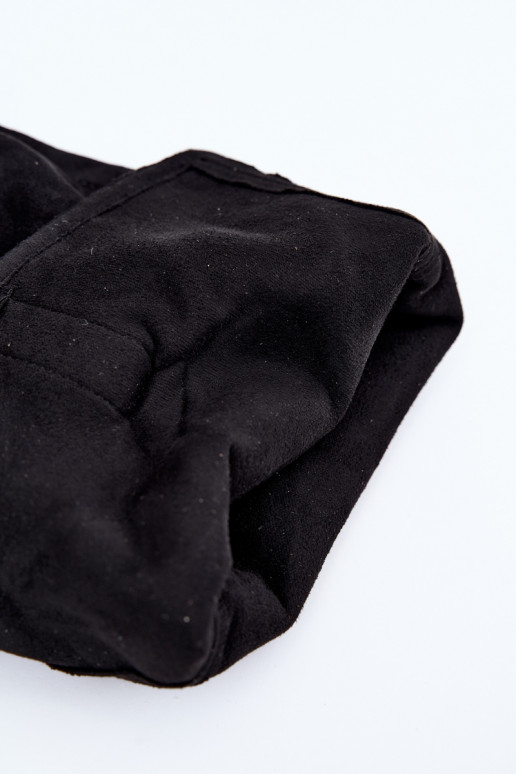 geknitterte Damen kniehohe Stiefel im Cowboy-Stil mit Riemen und Absätzen in schwarz Adria