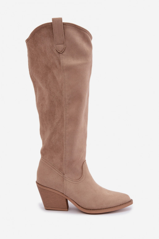 bottes hautes slouchy à enfiler en sable Sylvie