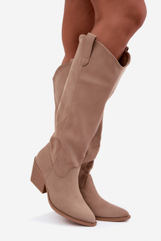 bottes hautes slouchy à enfiler en sable Sylvie