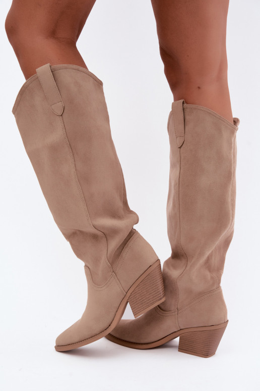 bottes hautes slouchy à enfiler en sable Sylvie