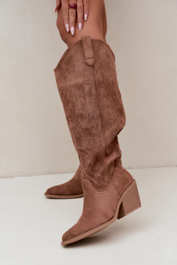 slouchy kniehohe Stiefel zum Hineinschlüpfen in Braun Sylvie 2