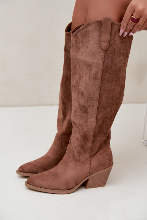 slouchy kniehohe Stiefel zum Hineinschlüpfen in Braun Sylvie