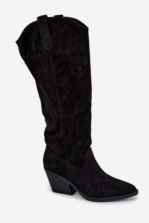 slouchy kniehohe Stiefel zum Hineinschlüpfen in schwarz Sylvie