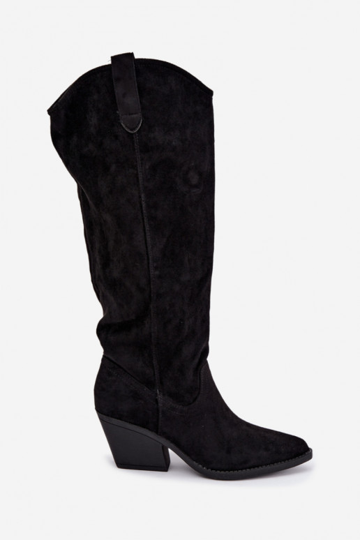 slouchy kniehohe Stiefel zum Hineinschlüpfen in schwarz Sylvie