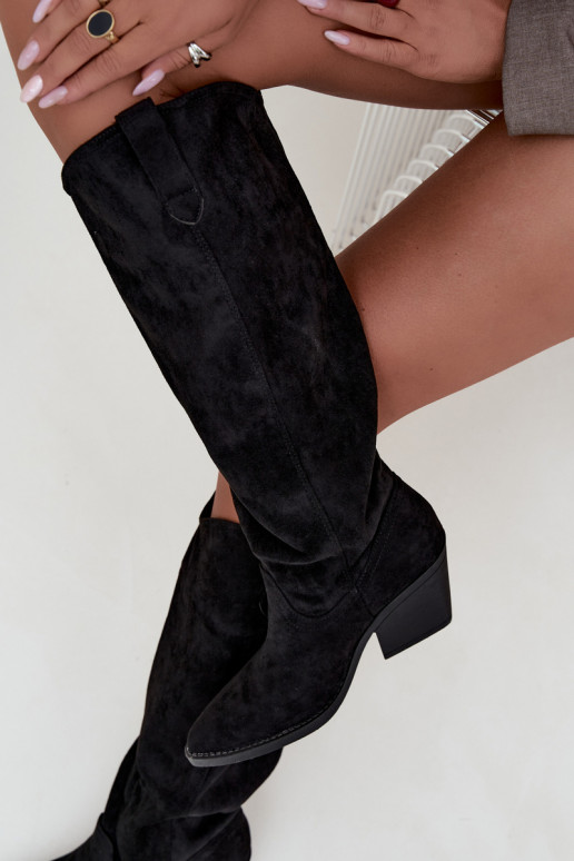 bottes hautes slouchy à enfiler en noir Sylvie
