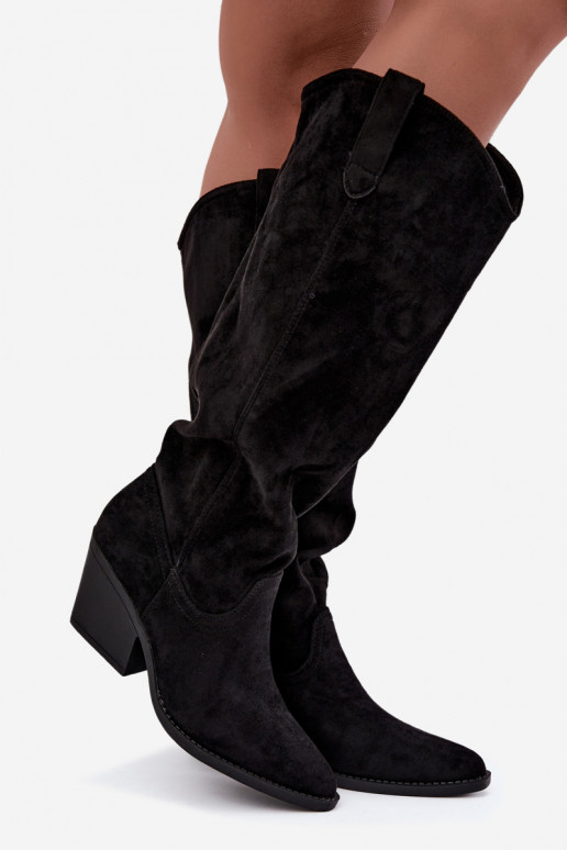 bottes hautes slouchy à enfiler en noir Sylvie