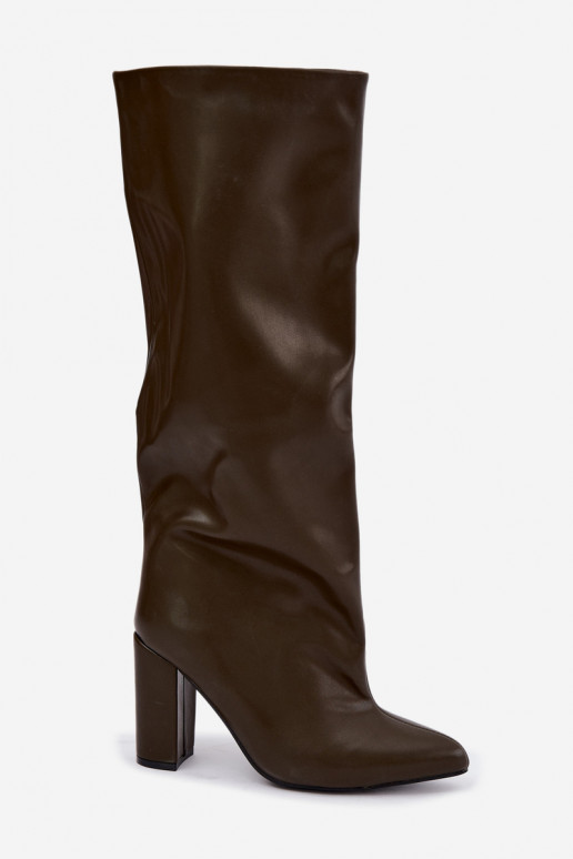 bottes hautes pour femmes à enfiler avec talons en CzekoladoĮe Emeline
