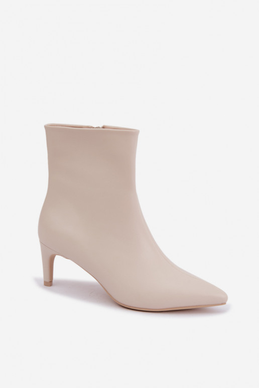 dames enkellaarsjes met hakken van faux leather in ivoorkleur Celisse