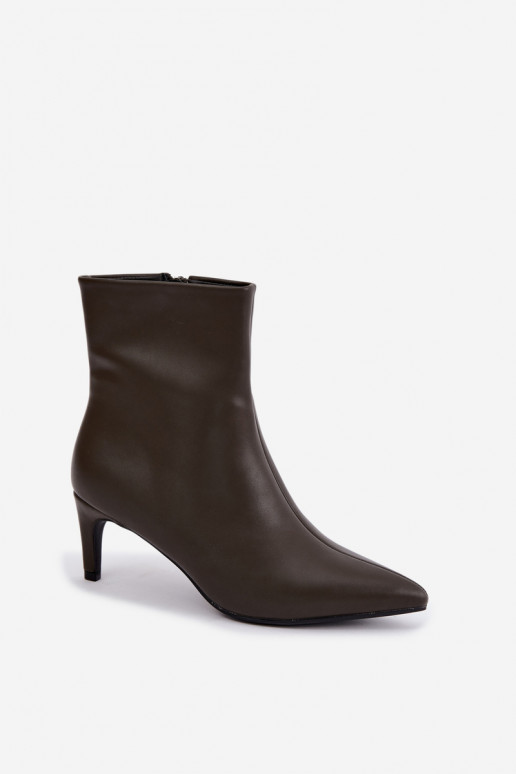 bottines pour femmes avec talons en cuir synthétique kaki Celisse