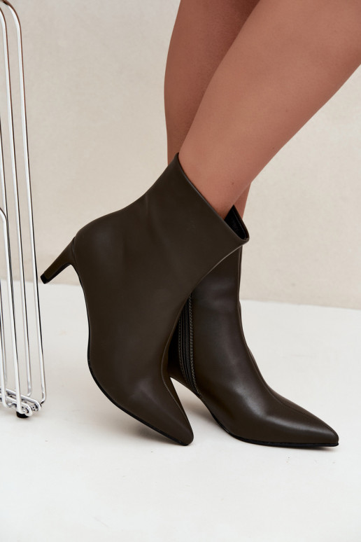 bottines pour femmes avec talons en cuir synthétique kaki Celisse