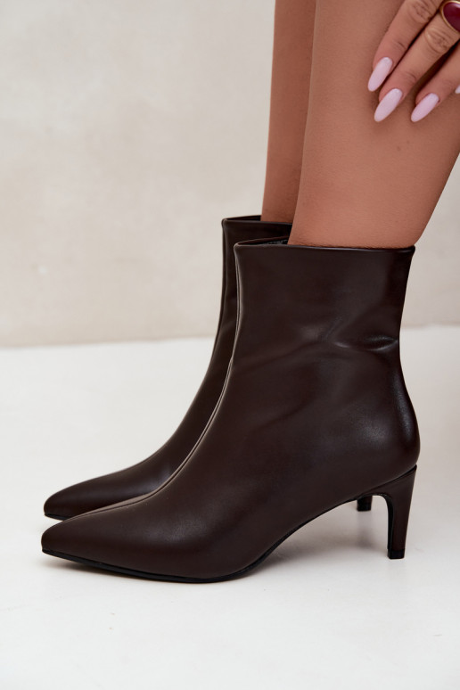 dames enkellaarsjes met hakken van faux leather in CzekoladoĮe Celisse