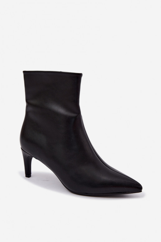 Dames enkellaarsjes met hakken in zwarte faux leather Celisse