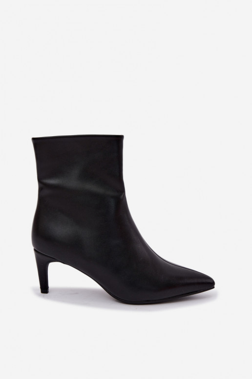 Dames enkellaarsjes met hakken in zwarte faux leather Celisse