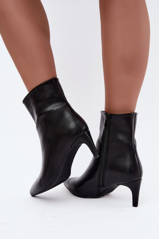 Bottines pour femmes avec talons en simili cuir noir Celisse