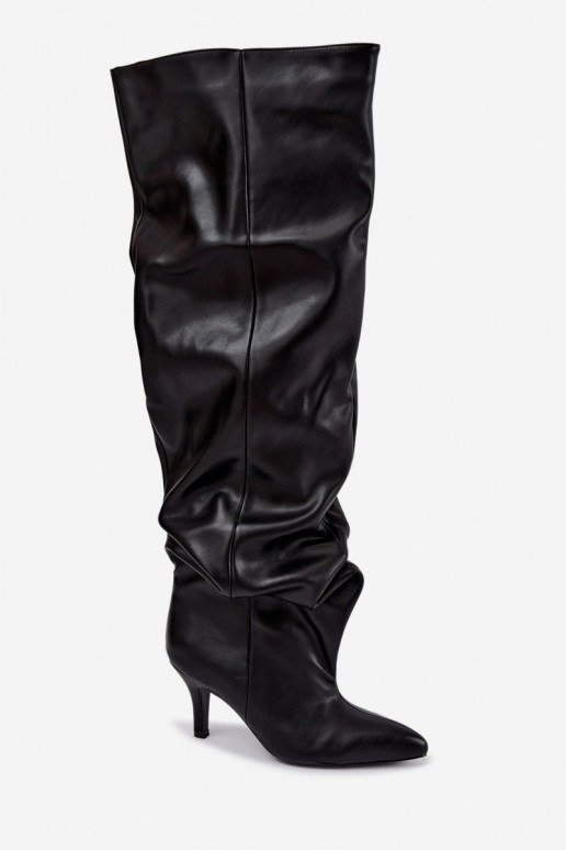 bottes hautes à enfiler avec talons en noir Calmy