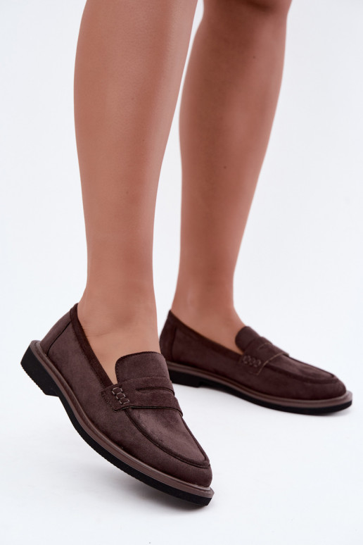 Dames mocassins van suede in chocolade kleur Vinceza 62335