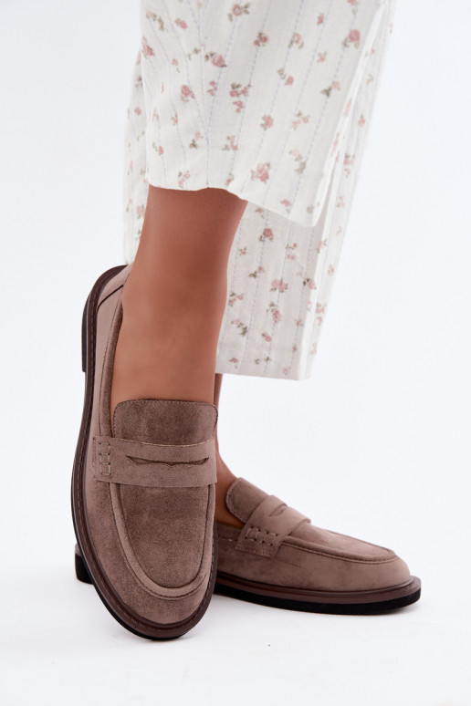 Dames mocassins van suede in zandkleur Vinceza 62335