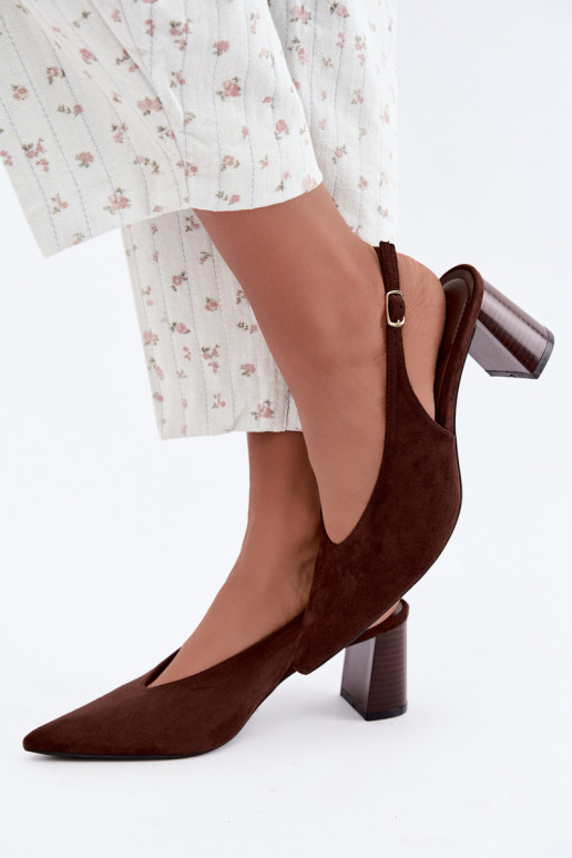 Chaussures à talons avec talon ouvert couleur chocolat Sorenia
