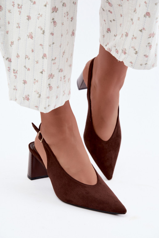 Chaussures à talons avec talon ouvert couleur chocolat Sorenia