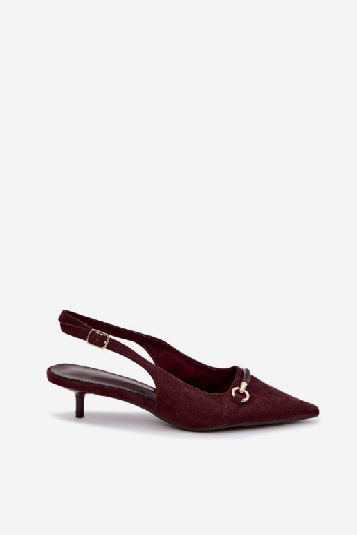 Hakken met open hiel op lage hak in bordeaux kleur Caylo