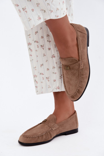 Dames mocassins met ruffles en decoratieve details in zandkleur Kairo 2