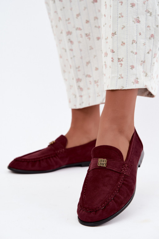 Dames mocassins met rimpels en decoratieve details in bordeauxkleur Kairo
