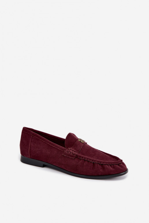 Mocassins pour femmes avec volants et détails décoratifs en couleur bordeaux Kairo