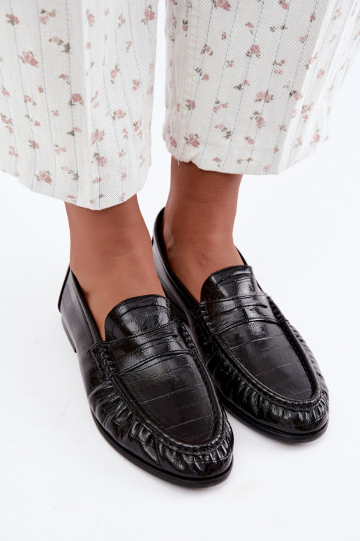 Lakken dames mocassins met rimpels in zwarte kleur Dulcy