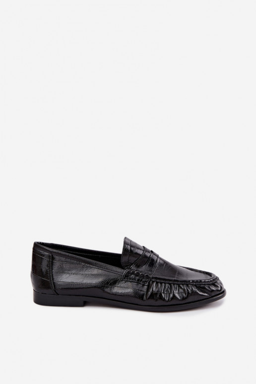 Lakken dames mocassins met rimpels in zwarte kleur Dulcy