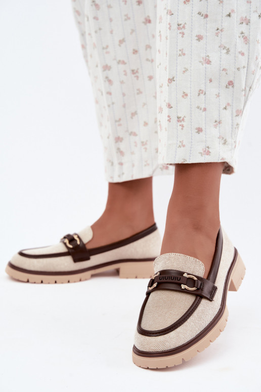 Dames mocassins met chique details in zand- en bruine kleur Brika