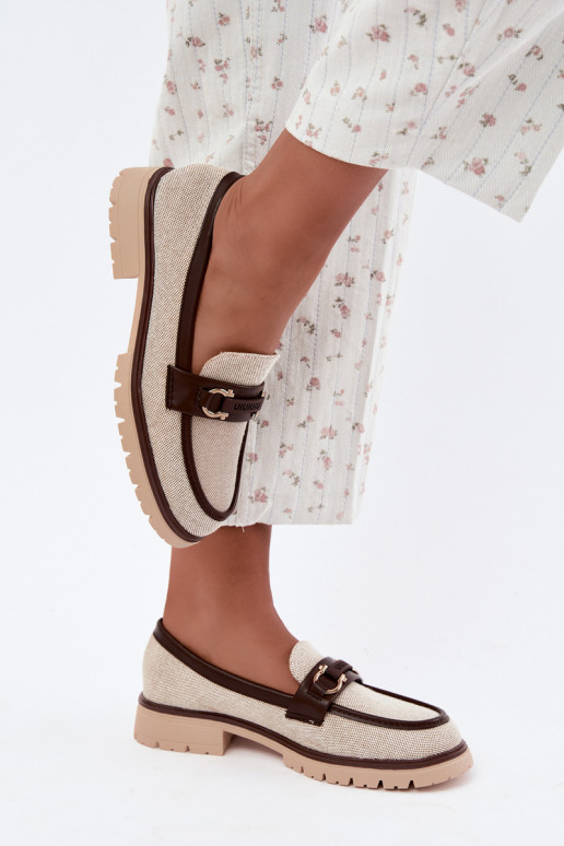 Dames mocassins met chique details in zand- en bruine kleur Brika