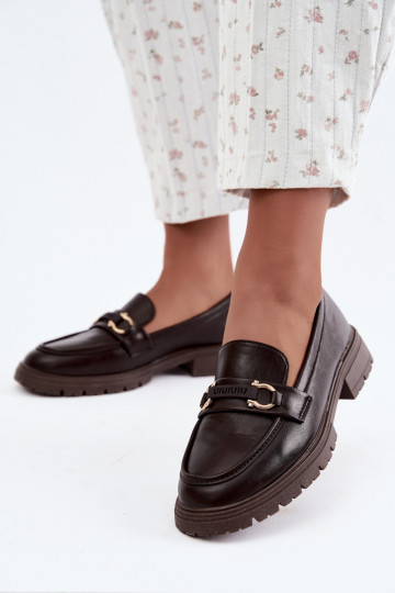 Dames mocassins met chique details in chocoladekleur Brika 2
