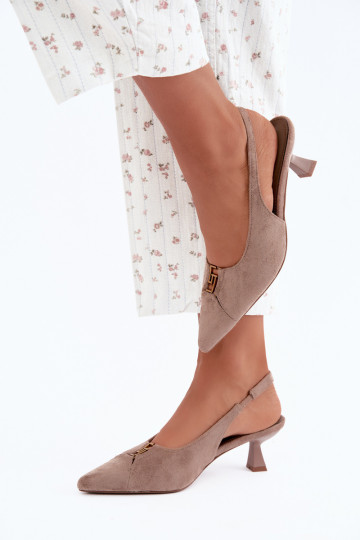 Hakken sandalen met open hak en decoratieve details in zandkleur Gilly 2