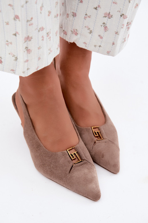 Hakken sandalen met open hak en decoratieve details in zandkleur Gilly